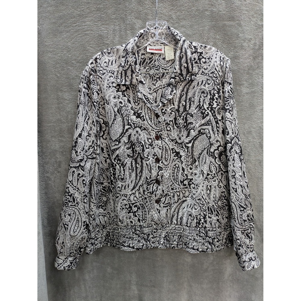 Vintage Top‎ Women's 12 Button Popover Shirred Elastic Waist